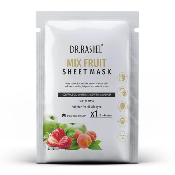 DR. RASHEL Mix Fruit sheet mask With Serum That Whiten Skin, Supple & Radiant And Controls Oil